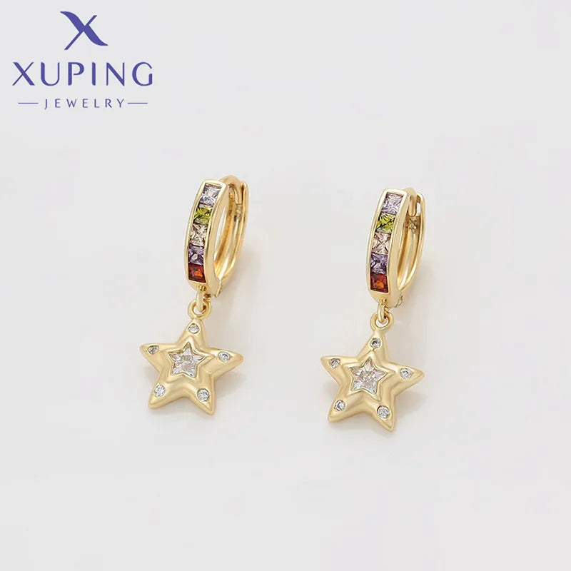 1 Pair Basic Simple Style Classic Style Star Plating Inlay Copper Artificial Gemstones 18K Gold Plated Drop Earrings