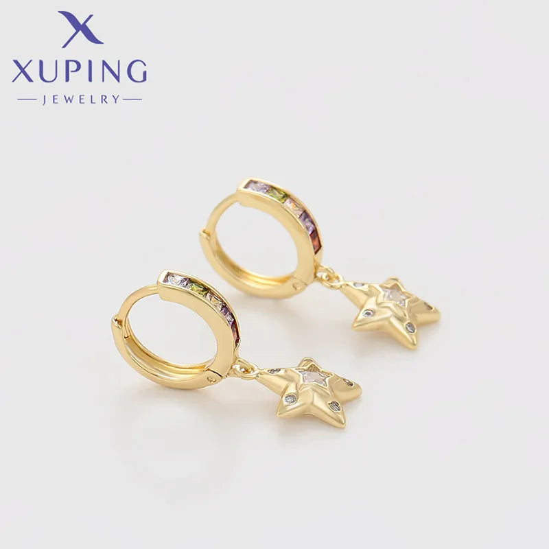 1 Pair Basic Simple Style Classic Style Star Plating Inlay Copper Artificial Gemstones 18K Gold Plated Drop Earrings