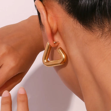 1 Pair Basic Simple Style Classic Style Triangle Plating Stainless Steel 18k Gold Plated Earrings