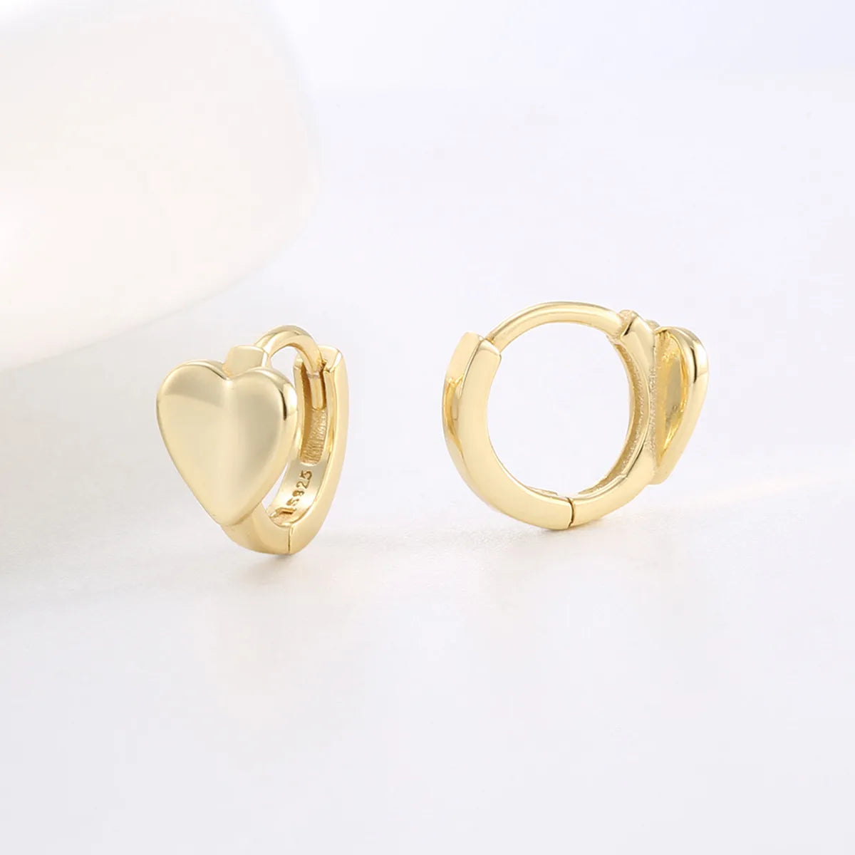 1 Pair Basic Simple Style Commute Geometric Heart Shape Plating Sterling Silver Earrings