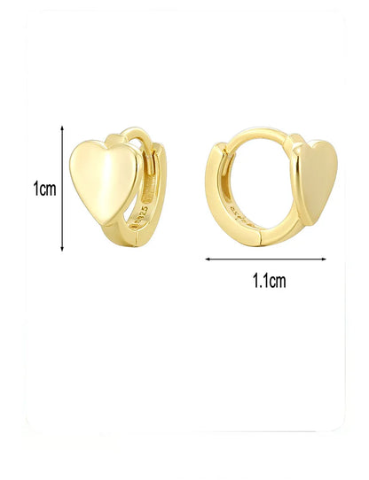 1 Pair Basic Simple Style Commute Geometric Heart Shape Plating Sterling Silver Earrings