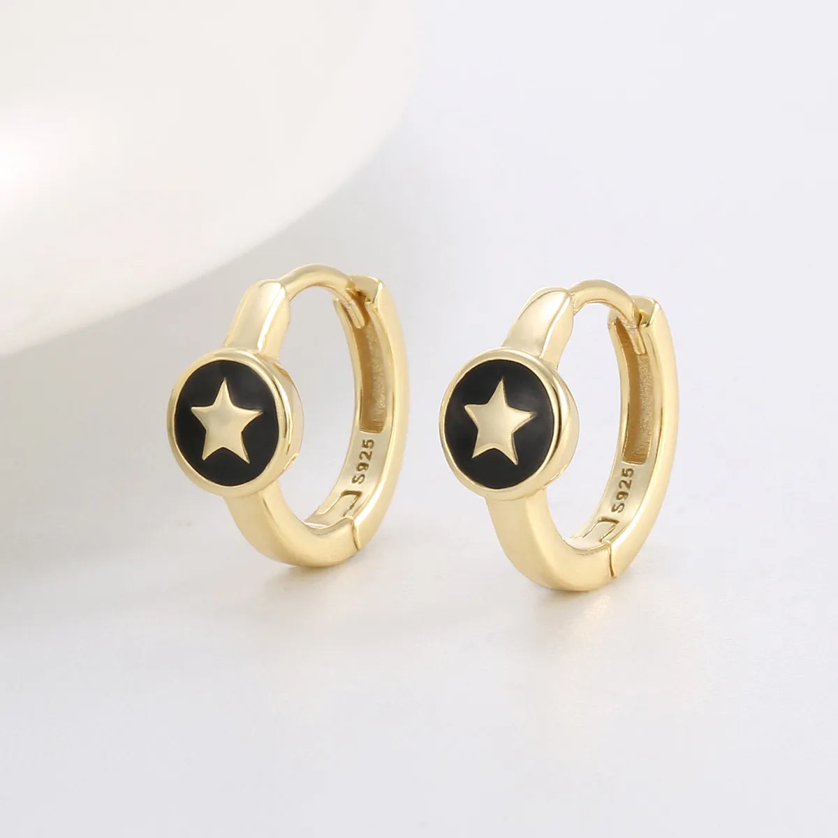 1 Pair Basic Simple Style Commute Geometric Star Epoxy Plating Sterling Silver Earrings