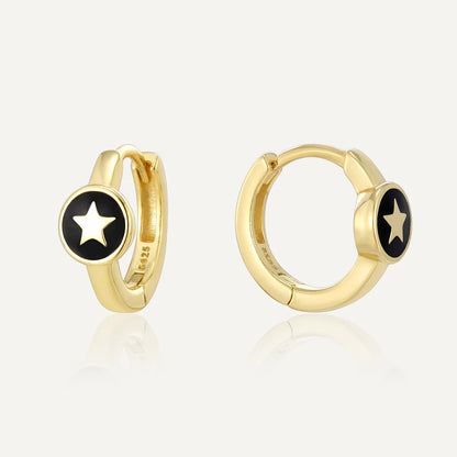 1 Pair Basic Simple Style Commute Geometric Star Epoxy Plating Sterling Silver Earrings