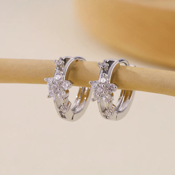 1 Pair Basic Simple Style Geometric Inlay Copper Zircon Earrings