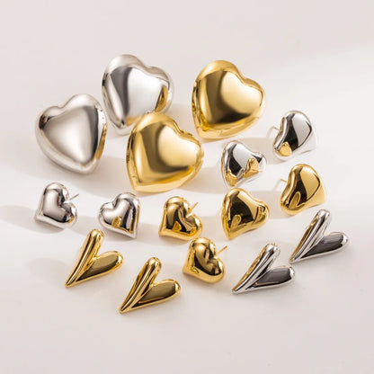 1 Pair Basic Simple Style Heart Shape Plating Stainless Steel Ear Studs