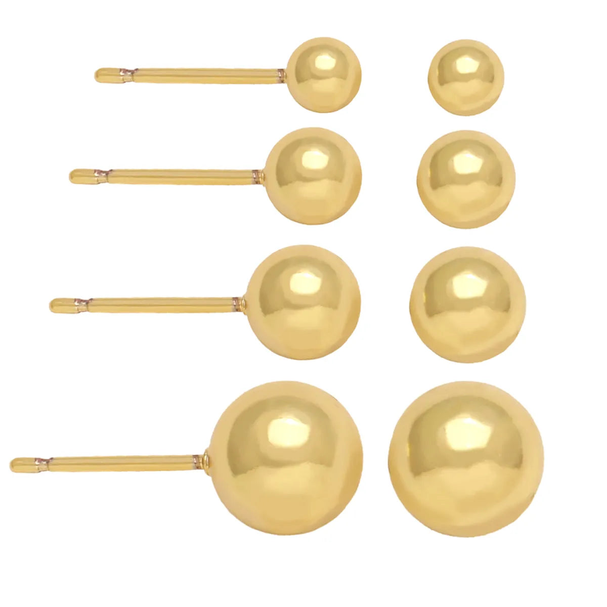 1 Pair Basic Simple Style Round Copper Plating 18k Gold Plated Ear Studs