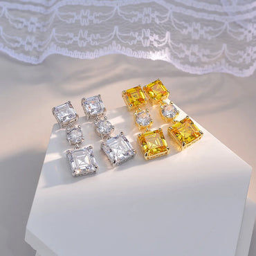 1 Pair Basic Simple Style Square Inlay Copper Zircon Drop Earrings