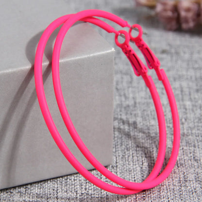 1 Pair Basic Solid Color Alloy Hoop Earrings