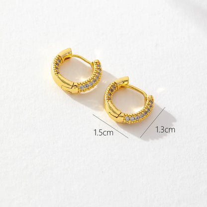 1 Pair Basic Solid Color Inlay Copper Zircon Earrings