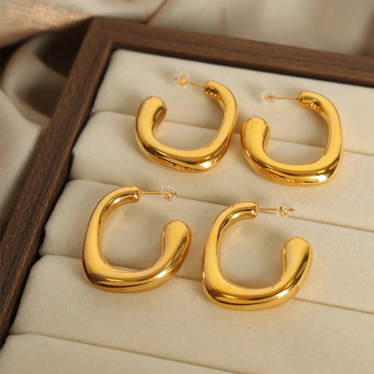 1 Pair Basic Solid Color Plating Titanium Steel 18k Gold Plated Ear Studs