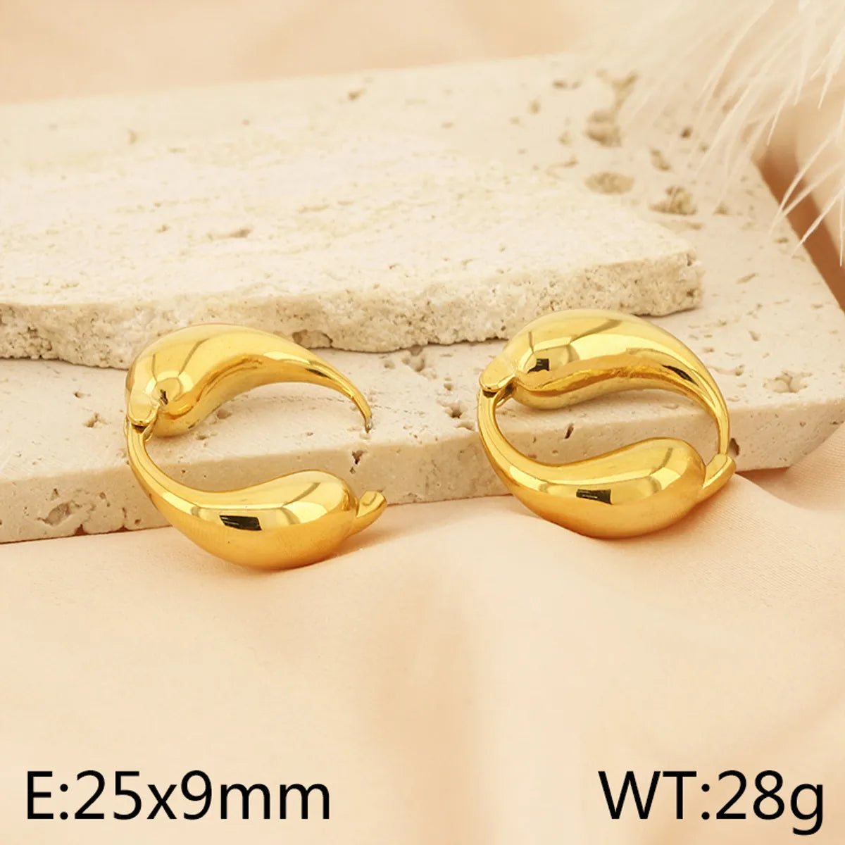 1 Pair Basic Solid Color Plating Titanium Steel Gold Plated Earrings