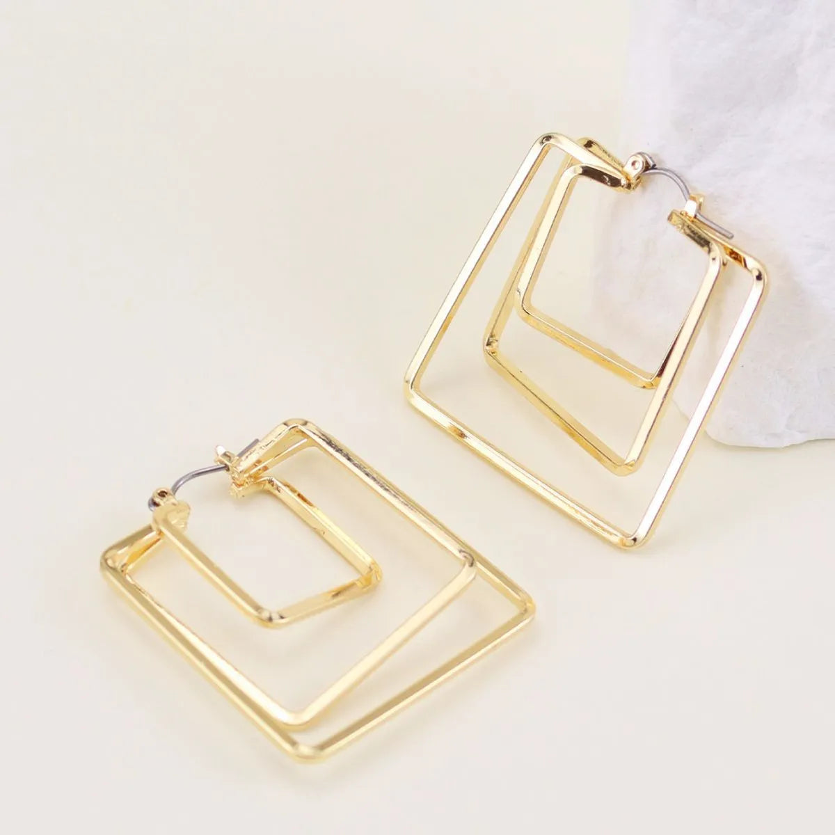 1 Pair Basic Square Iron Earrings