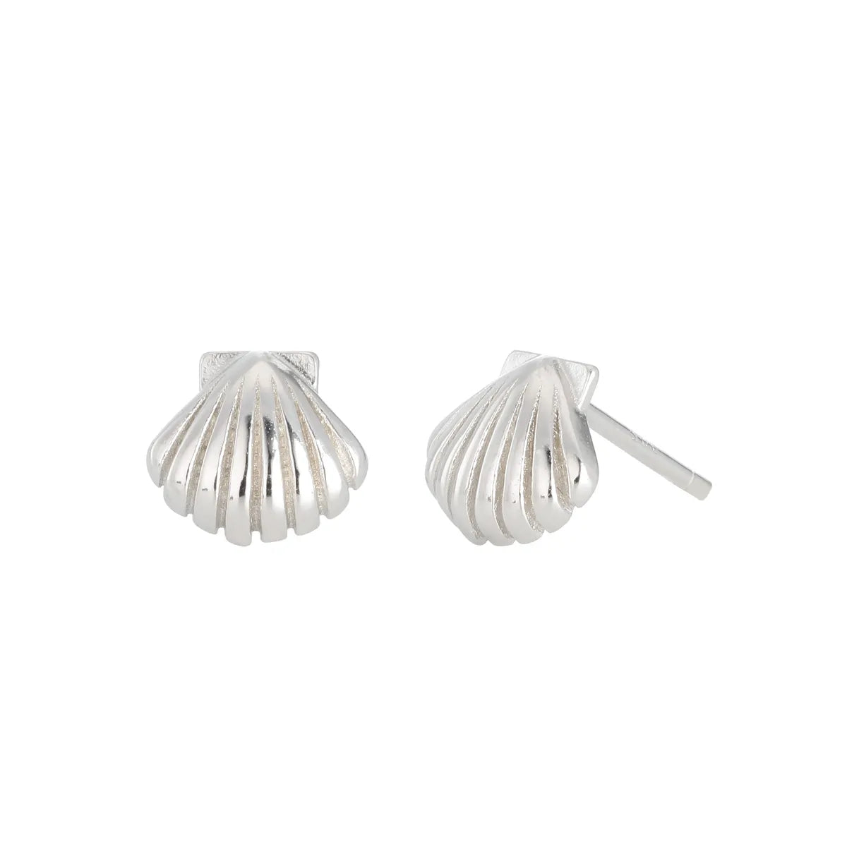 1 Pair Basic Streetwear Scallop Sterling Silver Plating Ear Studs