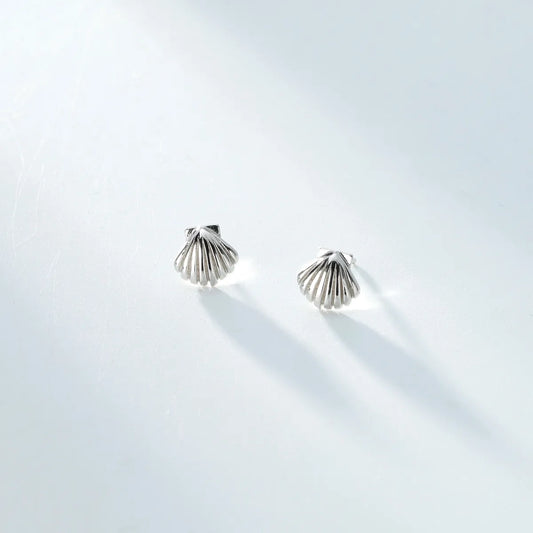 1 Pair Basic Streetwear Scallop Sterling Silver Plating Ear Studs