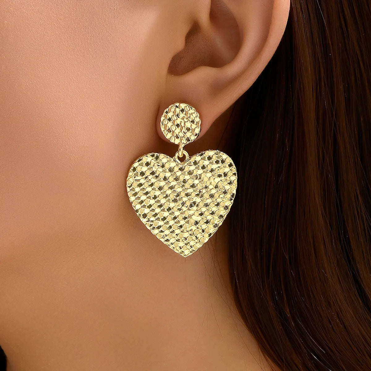 1 Pair Basic Sweet Commute Heart Shape Rectangle Alloy Ear Studs