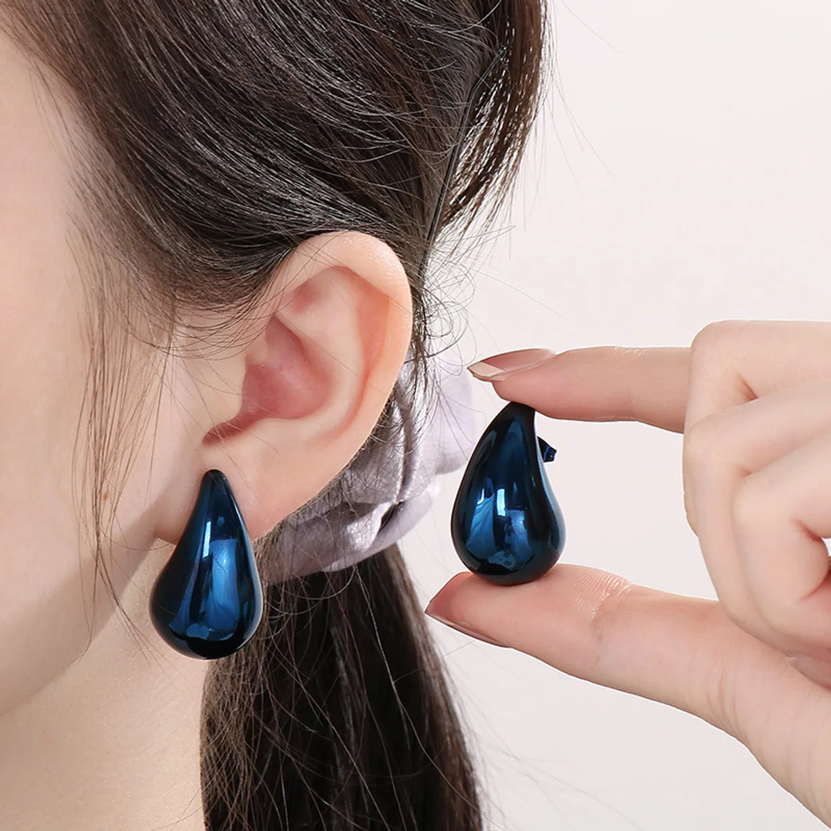 1 Pair Basic Water Droplets Plating Titanium Steel Ear Studs