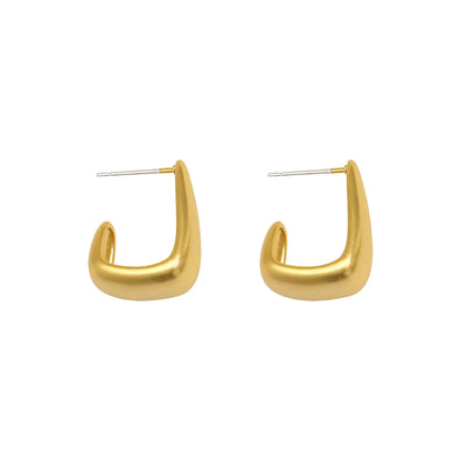 1 Pair Beach C Shape Copper 16K Gold Plated Nostalgic Gold White Gold Plated Ear Studs