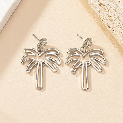 1 Pair Beach Coconut Tree Plating Inlay Alloy Artificial Pearls Gold Plated Drop Earrings