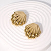 1 Pair Beach Shell Plating 304 Stainless Steel 18K Gold Plated Ear Studs