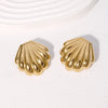 1 Pair Beach Shell Plating 304 Stainless Steel 18K Gold Plated Ear Studs