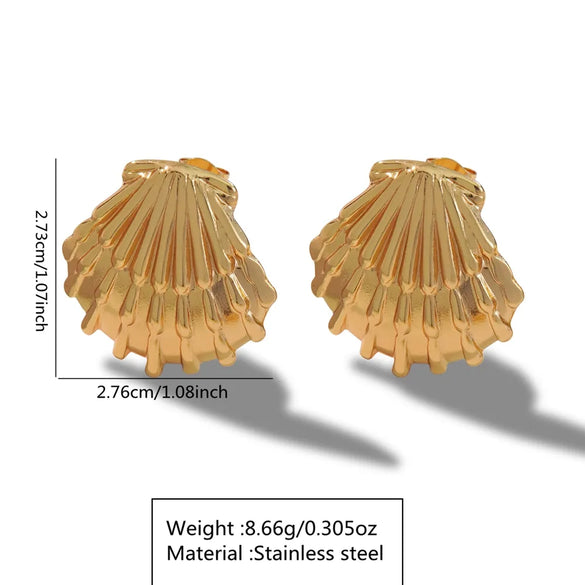 1 Pair Beach Simple Style Classic Style Starfish Shell 304 Stainless Steel Imitation Gold  Ear Studs