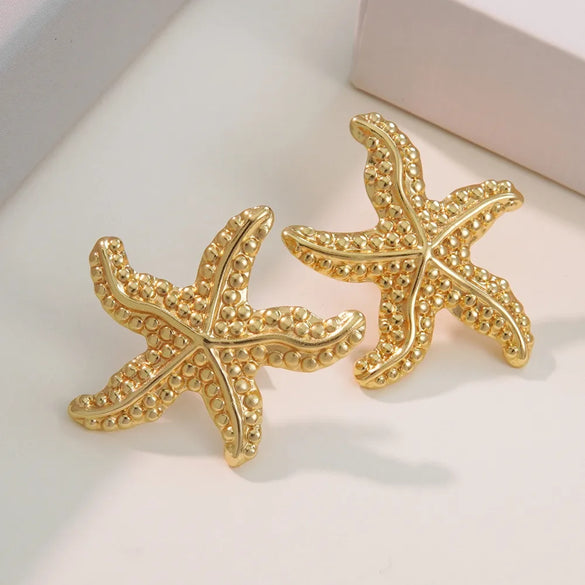 1 Pair Beach Simple Style Classic Style Starfish Shell 304 Stainless Steel Imitation Gold  Ear Studs