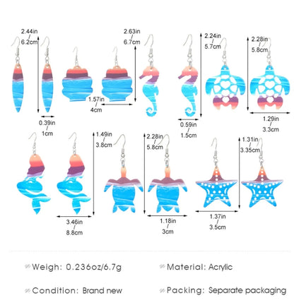 1 Pair Beach Simple Style Starfish Hippocampus Shell Hollow Out Arylic Drop Earrings