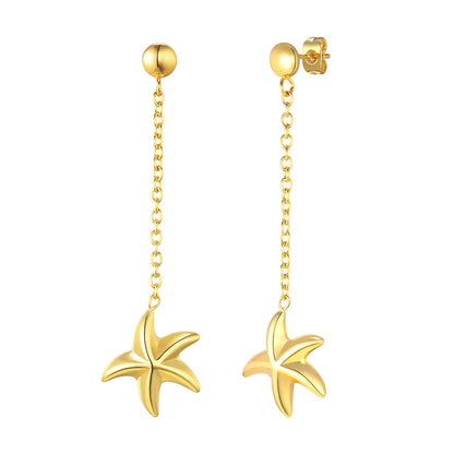 1 Pair Beach Simple Style Starfish Plating 201 Stainless Steel 18K Gold Plated Drop Earrings