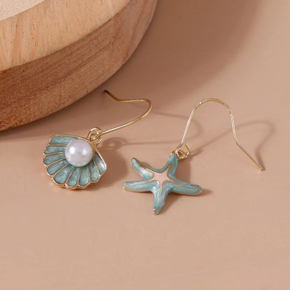 1 Pair Beach Starfish Copper Drop Earrings