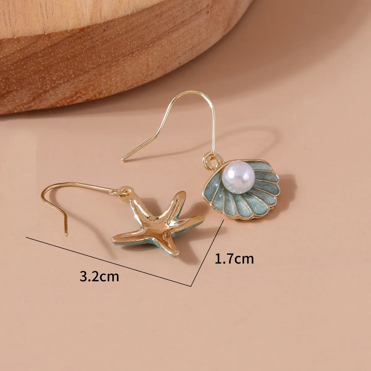 1 Pair Beach Starfish Copper Drop Earrings