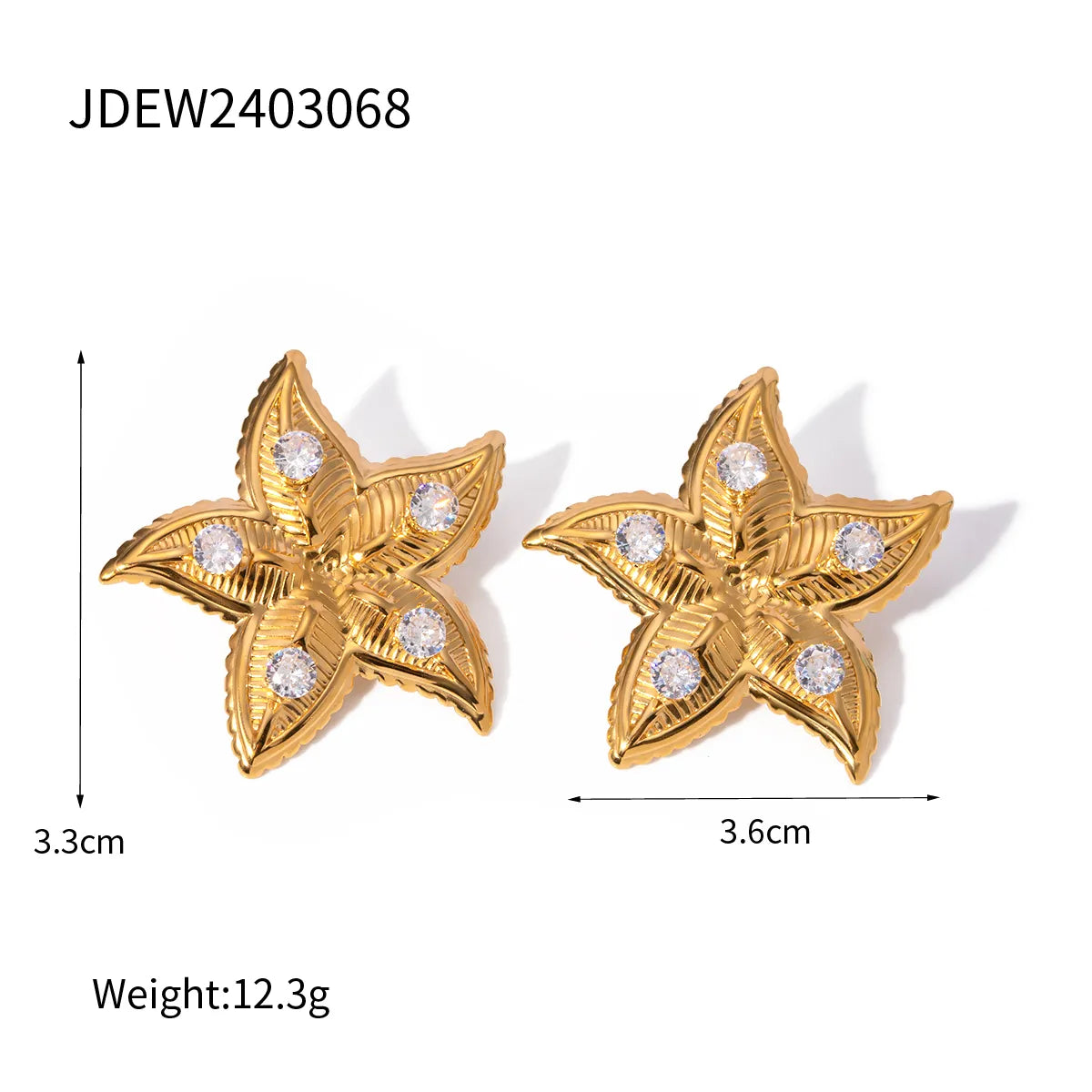 1 Pair Beach Starfish Plating 304 Stainless Steel 18K Gold Plated Drop Earrings