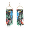 1 Pair Bohemian Animal Tree Beaded Tassel Seed Bead Drop Earrings