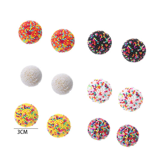 1 Pair Bohemian Ball Seed Bead Women's Ear Studs