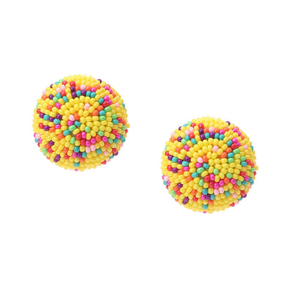 1 Pair Bohemian Ball Seed Bead Women's Ear Studs