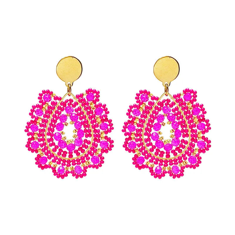 1 Pair Bohemian Classic Style Geometric Glass Drop Earrings