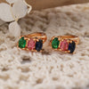 1 Pair Bohemian Classic Style Geometric Inlay Brass Zircon Hoop Earrings