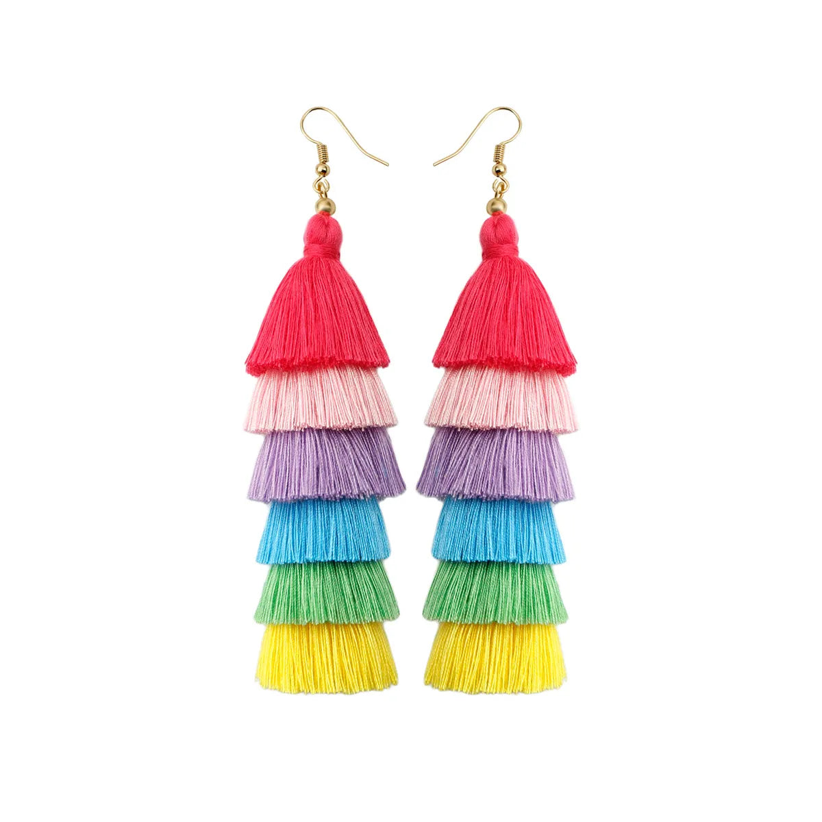 1 Pair Bohemian Classic Style Printing Waves Cloth Drop Earrings