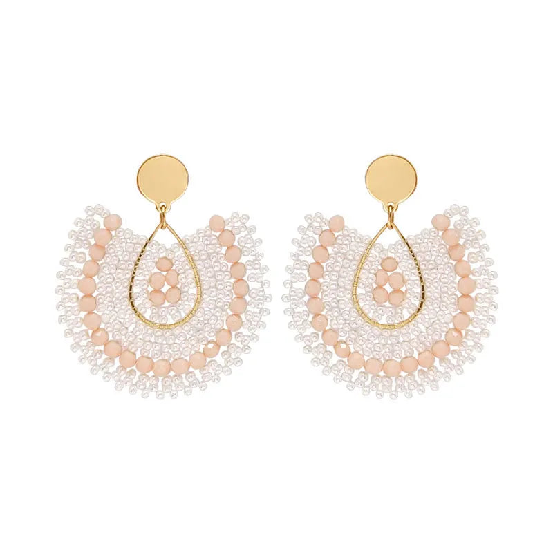 1 Pair Bohemian Classic Style U Shape Water Droplets Glass Seed Bead Drop Earrings