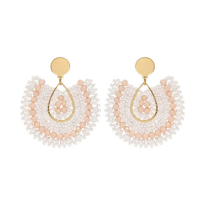 1 Pair Bohemian Classic Style U Shape Water Droplets Glass Seed Bead Drop Earrings