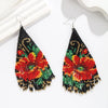 1 Pair Bohemian Flower Beaded Tassel Seed Bead Drop Earrings