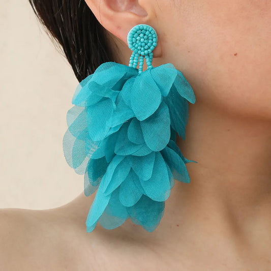 1 Pair Bohemian Flower Cloth Drop Earrings