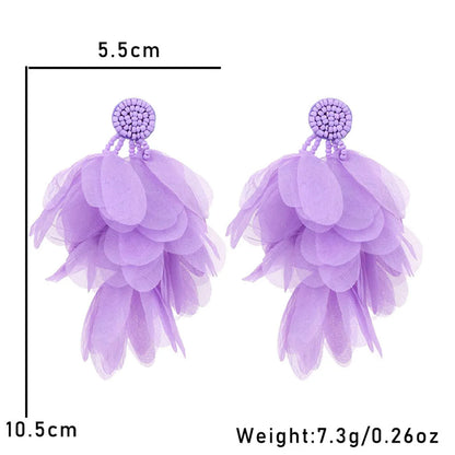 1 Pair Bohemian Flower Cloth Drop Earrings