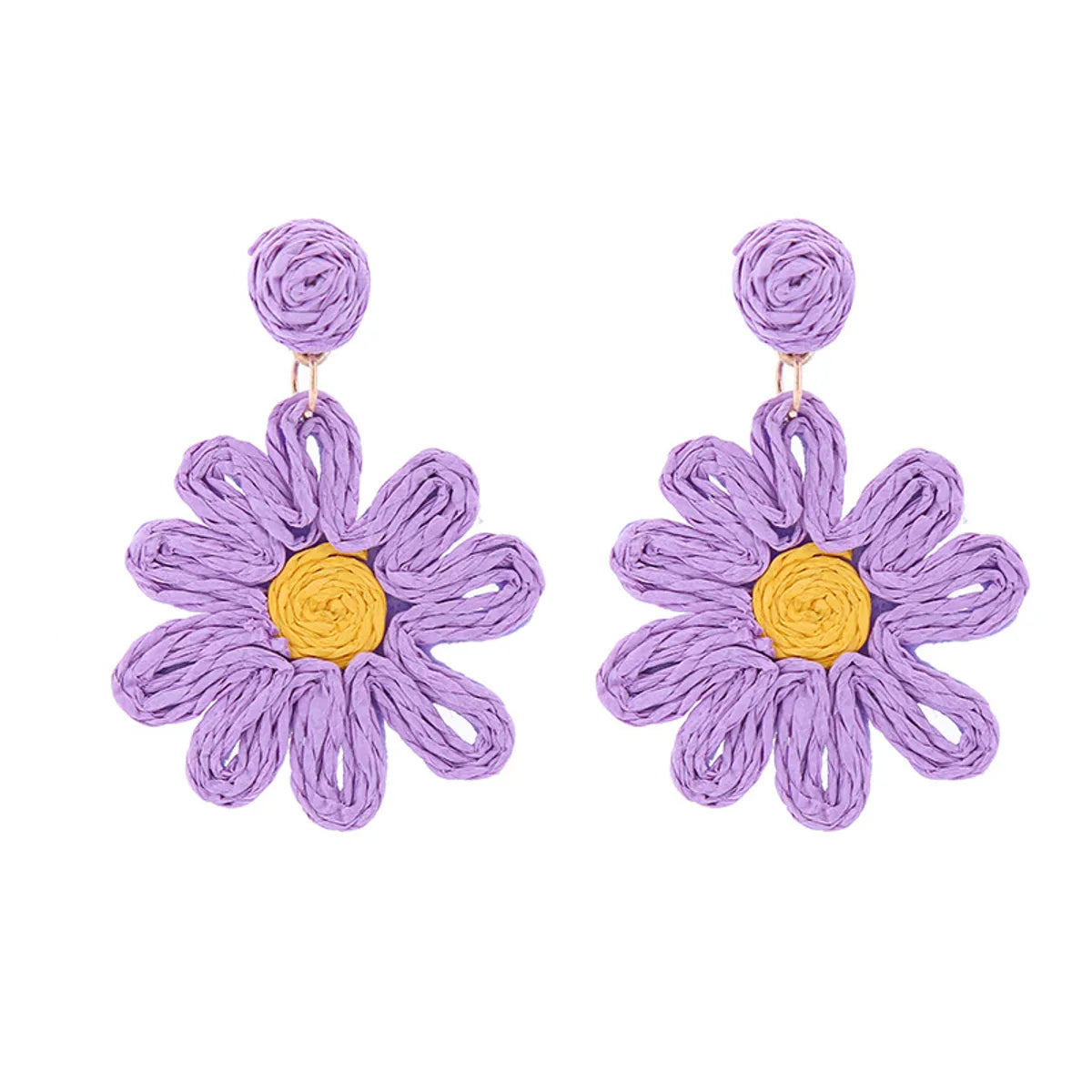 1 Pair Bohemian Flower Mixed Materials Drop Earrings