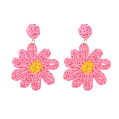 1 Pair Bohemian Flower Mixed Materials Drop Earrings