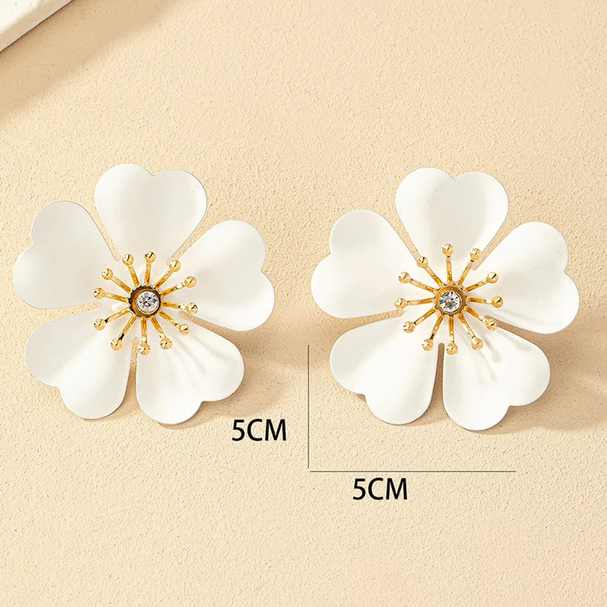 1 Pair Bohemian Flower Plating Inlay Iron Artificial Rhinestones 14k Gold Plated Ear Studs