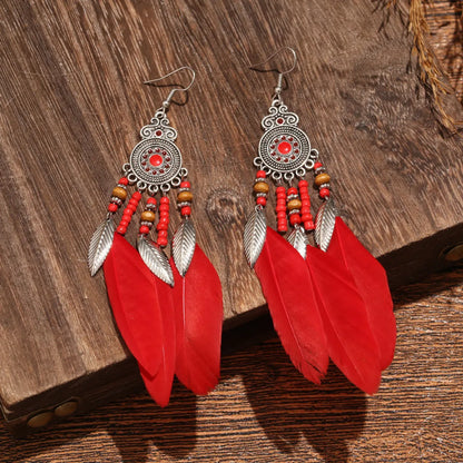 1 Pair Bohemian Flower Tassel Plating Metal Drop Earrings