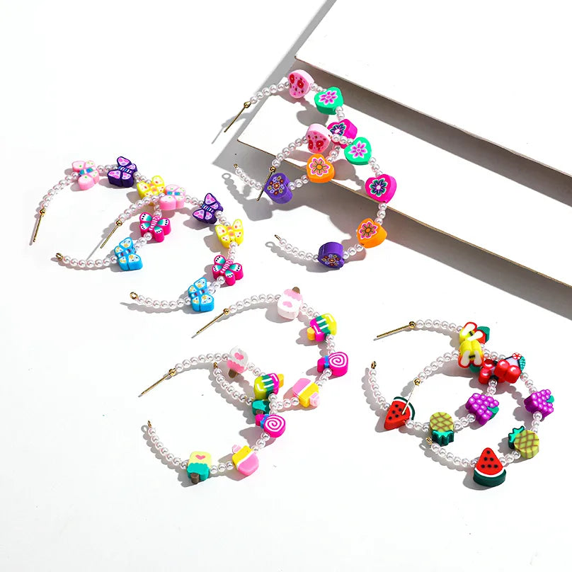 1 Pair Bohemian Fruit Beaded Alloy Earrings