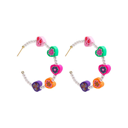 1 Pair Bohemian Fruit Beaded Alloy Earrings