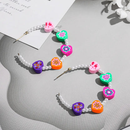 1 Pair Bohemian Fruit Beaded Alloy Earrings