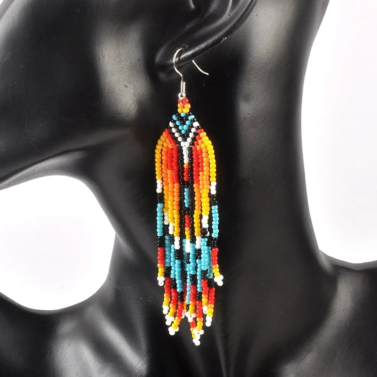 1 Pair Bohemian Geometric Beaded Glass Drop Earrings